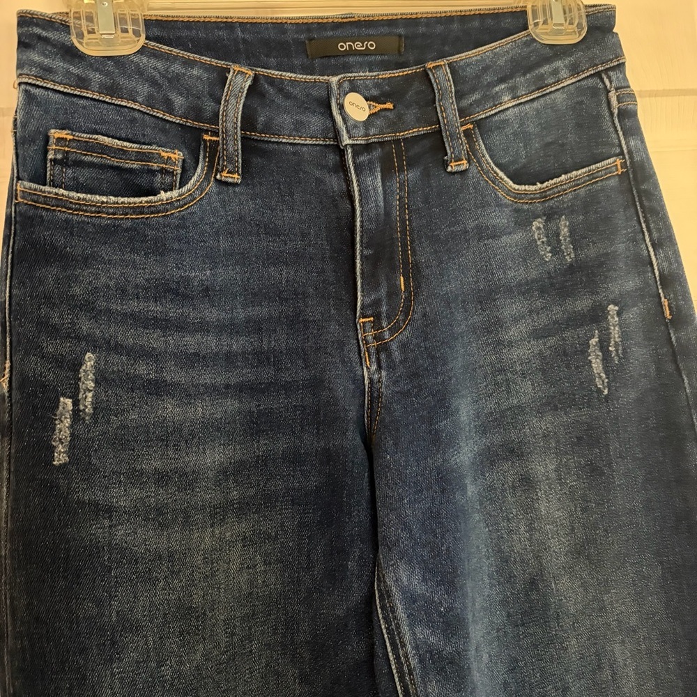ONESO-Women's NWOT Dark Blue Wide Leg Jeans Size 28 - Picture 4 of 9